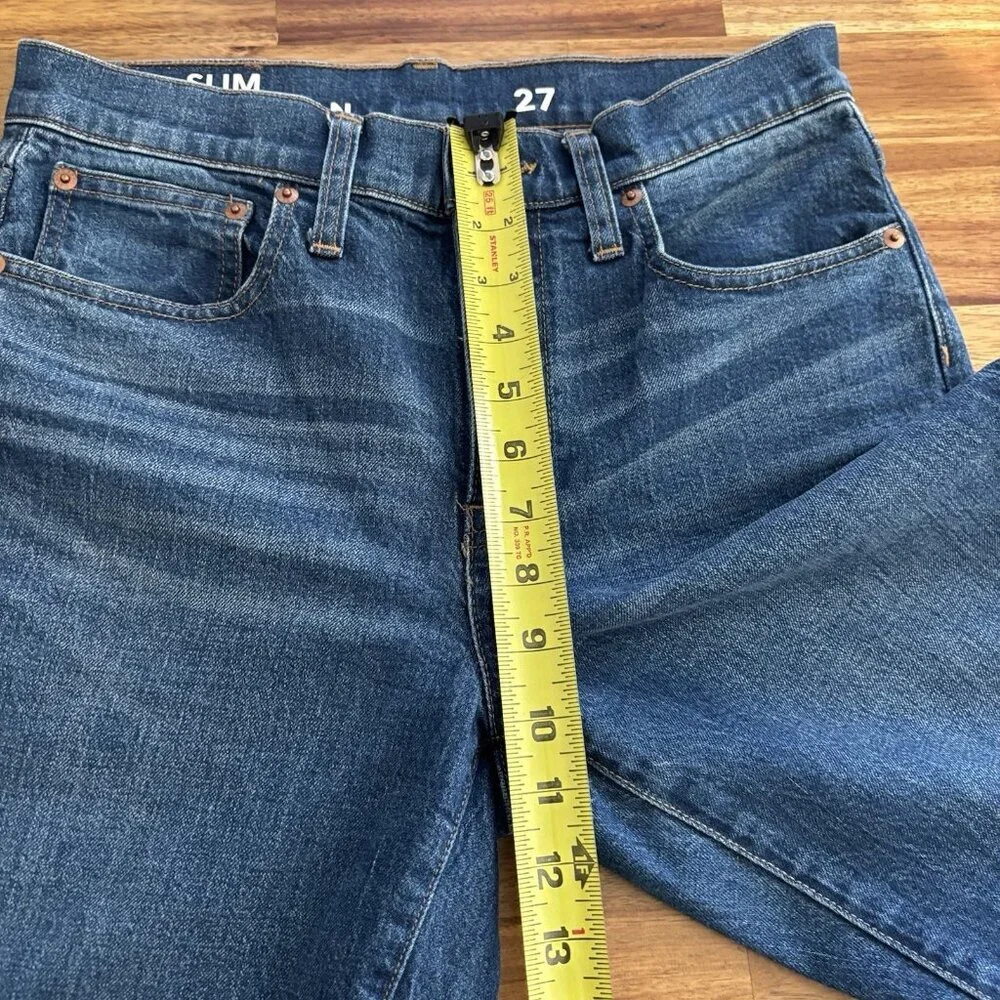 J. Crew Denim Slim Boyfriend Jeans Medium Wash Raw Hem Casual Women’s Size 27‎